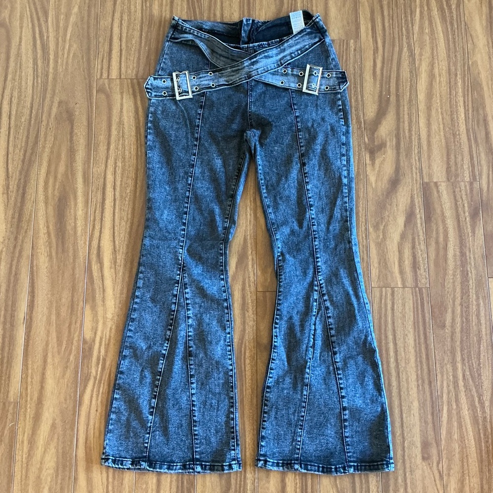 SHEIN Black Flare Wide Leg Jeans
